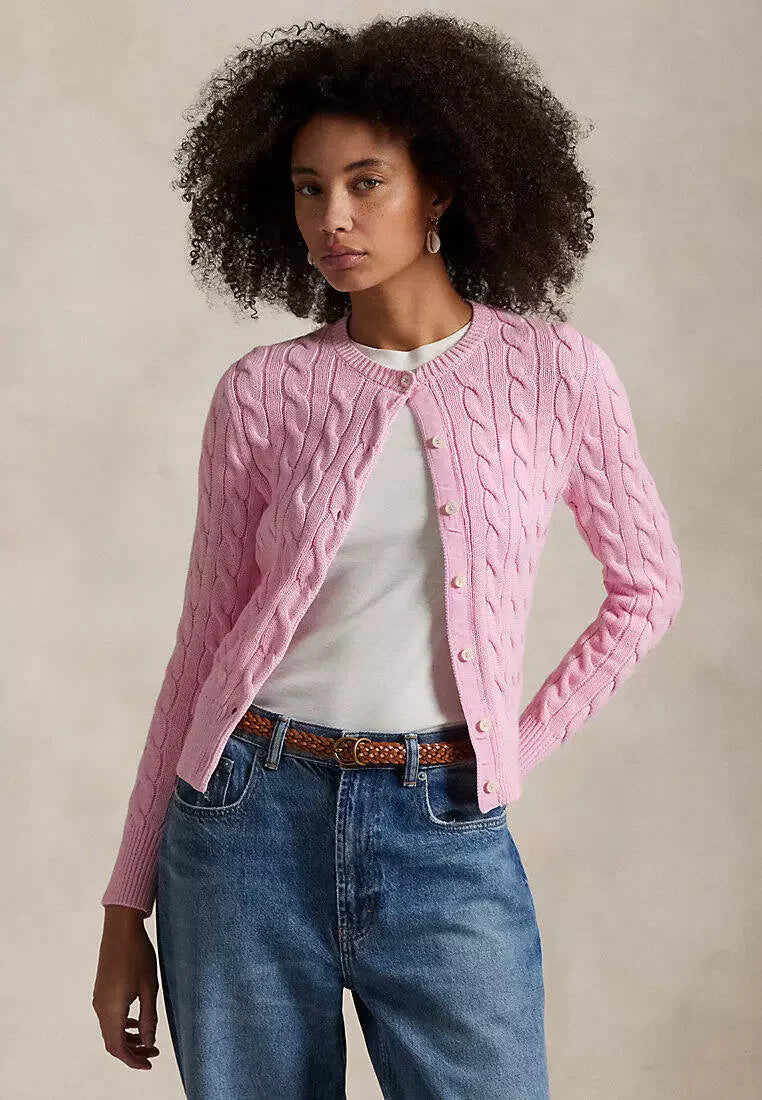 Cardigan aus Baumwolle im Zopfstrick